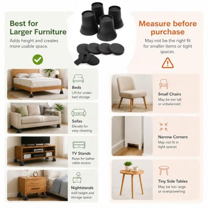 BTSD-home Bed Risers 6 Inch, 4 Pack - color: 6 Inch, size: 4 Pack