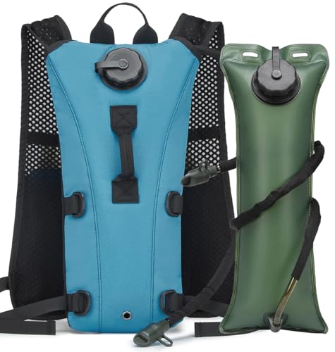 Running Hydration Vest Pack Tactical 3L Water Bladder Backpack Bag for Cycling Marathon Hiking Daypack Men & Women - color: Light Blue