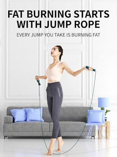 Jump Rope for Fitness, Lightweight PVC Speed Rope with Soft Foam Handles for Home Cardio Workout, Women Men Adults - color: Green