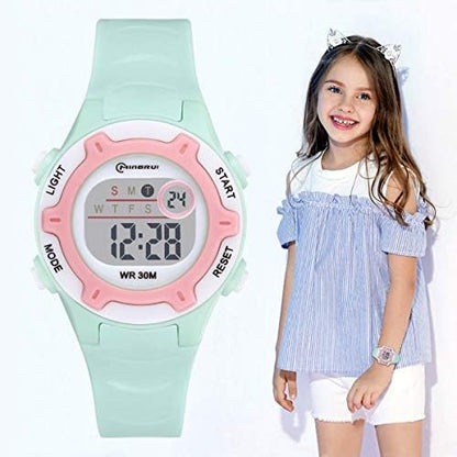 DTKID Digital Kids Watch 30 M Waterproof for Girls Boys 5-16 - color: Green-8203b