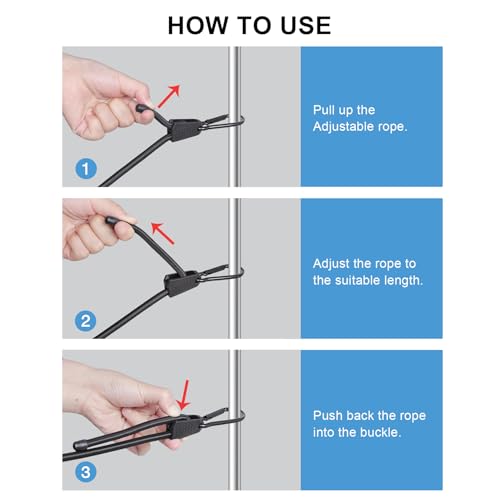 EXVITAL Adjustable Bungee Cords with Hook 36" Elastic Carabiner Bungee Cord Heavy Duty Bungee Straps for Outdoor Camping, Tents, Cargo 4PCS Black - size: 36"-4pcs