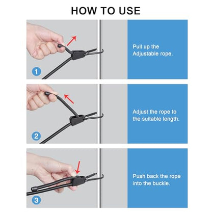 EXVITAL Adjustable Bungee Cords with Hook 36" Elastic Carabiner Bungee Cord Heavy Duty Bungee Straps for Outdoor Camping, Tents, Cargo 4PCS Black - size: 36"-4pcs
