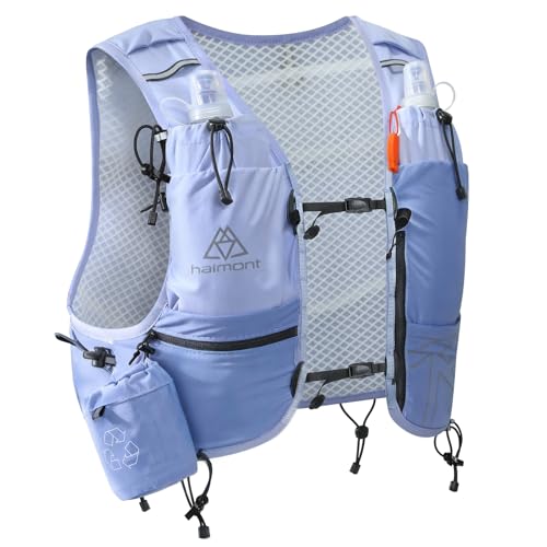Haimont 8L Trail Running Hydration Vest with Soft Flasks - color: Light Blue, size: Large