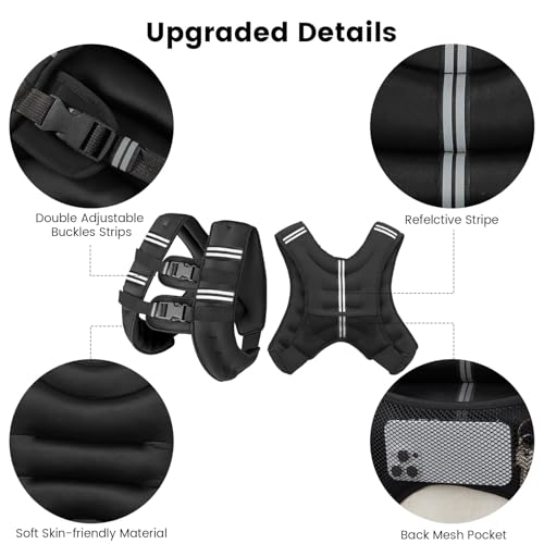Wolliwa 6lb/8lb/12lb/16lb/20Lb Weighted Vest Woman Men - color: Black, size: 25 Lbs