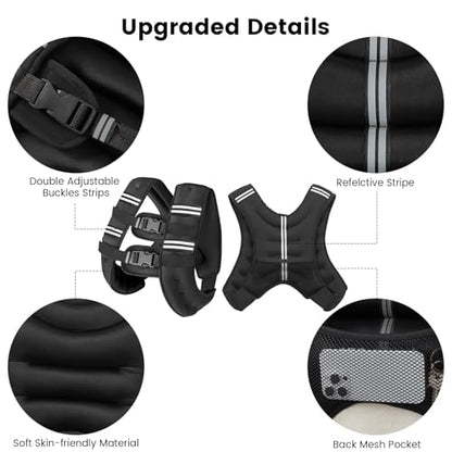 Wolliwa 6lb/8lb/12lb/16lb/20Lb Weighted Vest Woman Men - color: Black, size: 25 Lbs