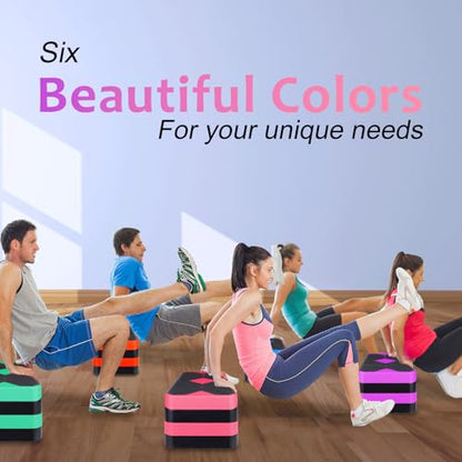 27" Exercise Workout Aerobic Step Platform with Adjustable 4"-6"-8" Risers - color: Red