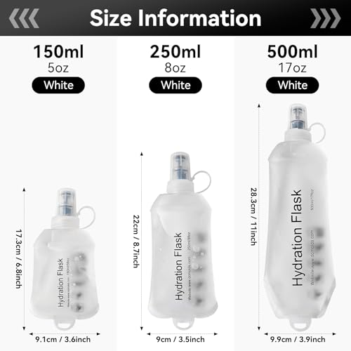 150ml Soft Flask, Soft Water Bottle for Hydration Packs, Running, Hiking, Cycling and Climbing - White - color: 150ml, white