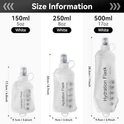 150ml Soft Flask, Soft Water Bottle for Hydration Packs, Running, Hiking, Cycling and Climbing - White - color: 150ml, white