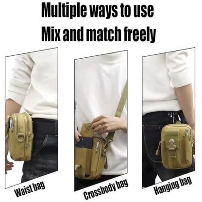 Belt Pouch, Tactical Molle Phone Pouch EDC Utility Pouches Waist Bag Packs, Small Cell Phone Holster Gear Tool Gadget Pocket for Men Running - color: Strap Khaki