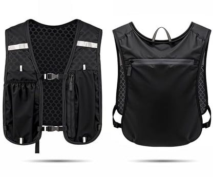 Tomum Running Vest for Women Men - Hydration Backpack Water Bottle Runner Vest for Hiking Trail Run Marathon Jogging - Lightweight Reflective Runners Vests Water Bag Back Pack with Pocket - size: 1-pack