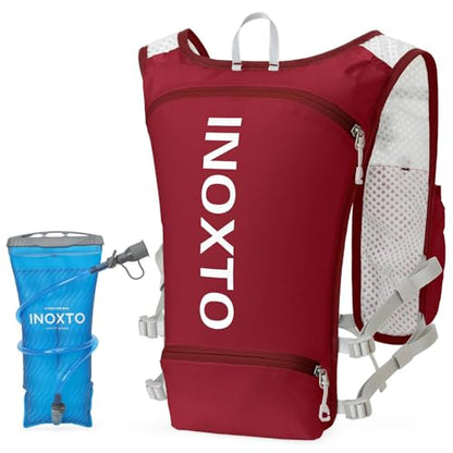 INOXTO Running Hydration Vest Backpack,Lightweight Insulated Pack with 1.5L Water Bladder Bag Daypack for Hiking Trail Running Cycling Race Marathon for Women Men - color: Red