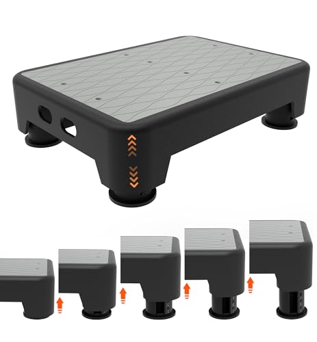 5-Level Adjustable Step Stool, 700 LBS Capacity Safety Bed Step for Seniors, Exercise Setp Platform, Portable Stair Assist for Elderly, Wide Step up for Kitchen, Car, Bedside & Shower, Grey - color: Grey Mat+black Step