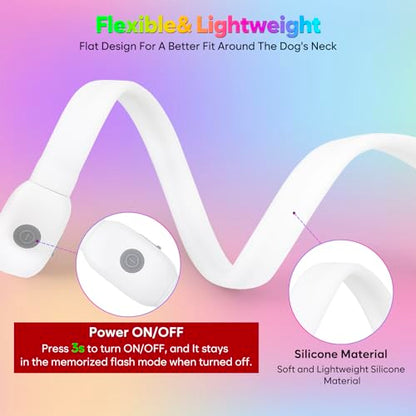 BSEEN Light Up Dog Collar - Silicone LED Dog Collar, Cuttable Lighted Puppy Collar, Glowing Dog Walking Lights for Small Medium Large Collars (Mix Color) - color: Mix Color-Standard(70cm)