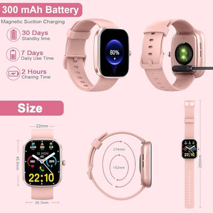 Fempoin Smart Watch, 1.96" HD SmartWatch, Touch Screen Answer/Make Call, IP68 Waterproof 105+ Sport Fitness Tracker, Activity Tracker with Sleep Monitor/SpO2/Heart Rate/Pedometer for Android iOS - color: Peach pink