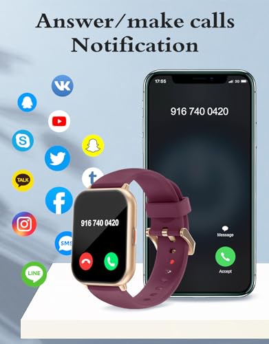 RUIMEN Smart Watches for Women (Answer/Make Call, 2 Bands), 1.8", Purple - color: Purple