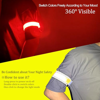 RGB 7 Colors Switchable LED Armband, USB-C Rechargeable, 360° Reflective Running Light for Runners, High Visibility Reflective Running Gear for Joggers Bikers Walkers - color: Weaving
