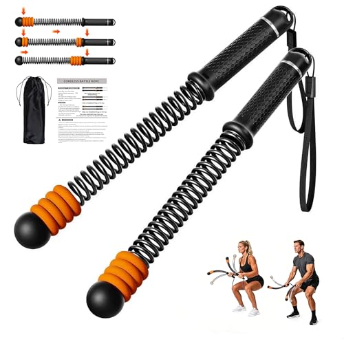 Adjustable Ropeless Battle Ropes, Portable Cordless Battle Ropes for Home Gym, Workout Equipment Exercise Rope for Low-Impact Workout, Strength & HIIT, for Men & Women (Black) - color: Black, size: Adjustable 4 Weights