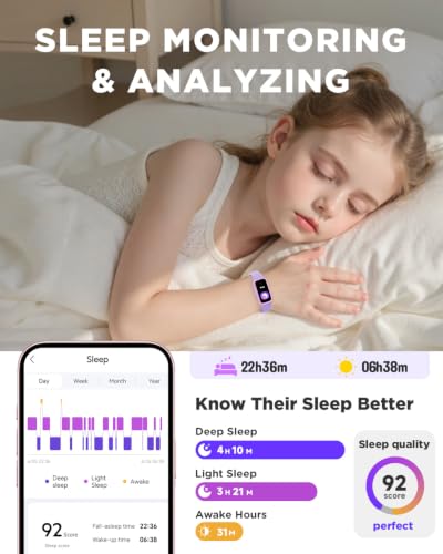 Vigor 3 Kids Watch Fitness Tracker, AMOLED Screen for Boys Girls Age 5-15 - color: Lilac