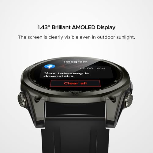 Anywise W1 GPS Smart Watches for Men, 6 Satellite Positioning, 50M Waterproof Fitness Tracker, 1.43'' AI Mens Smart Watch for Android Phone/iphone compatible,Answer/Make Call/12 Days Battery - color: Black - 3 Watch Bands