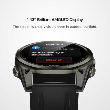 Anywise W1 GPS Smart Watches for Men, 6 Satellite Positioning, 50M Waterproof Fitness Tracker, 1.43'' AI Mens Smart Watch for Android Phone/iphone compatible,Answer/Make Call/12 Days Battery - color: Black - 3 Watch Bands