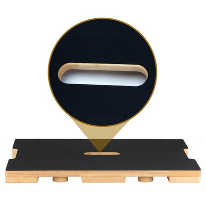 Wood Fitness Board, Resistance Band Workout Footplate, Resistance Band Foot Plate with Non-slip Design for Training, Stretching, Balance, Flexibility Exercise for Home Gym