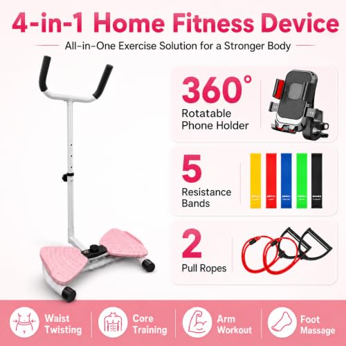 Twist Board Exercise Equipment with LCD Display, Waist Twister Machine with 5 Resistance Bands, 330 lbs Capacity Core Workout Board for Home Gym Fitness