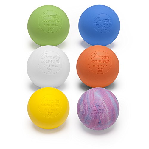 Champion Sports Lacrosse Balls – Official Size NCAA, NFHS, NOCSAE Certified, Packs of 3, 6, 12, 60 or 120 for Practice & Games, Multiple Colors - color: Assorted Colors, style: 6 Pack
