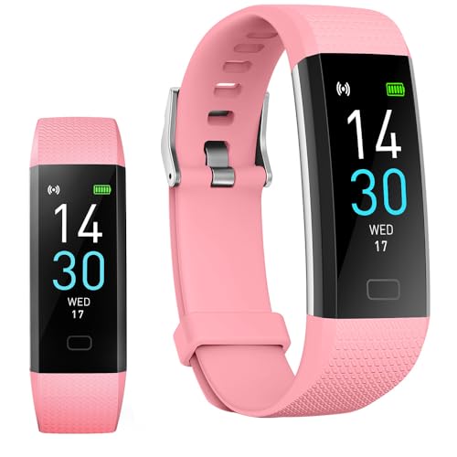 Jawploy Fitness Tracker with Heart Rate Monitor/Step Counter/Calories, Activity Tracker Smart Watch Sleep Monitor, IP68, Health Tracker Pedometer for Women Man - color: Pink