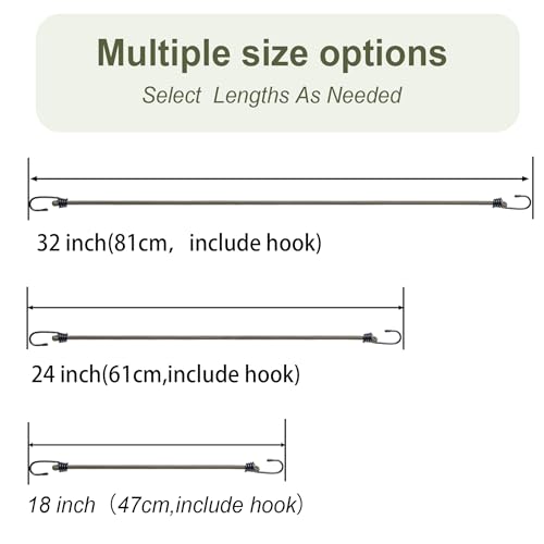 6Pcs 18inch Olive Green Bungee Cords with Hooks, Heavy Duty Elastic Bungee - size: 18inch, style: Olive Green