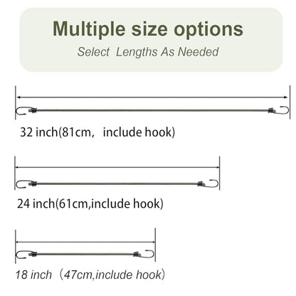 6Pcs 18inch Olive Green Bungee Cords with Hooks, Heavy Duty Elastic Bungee - size: 18inch, style: Olive Green