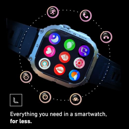 Luxium Stinger Rugged Smart Watch for Men, Bluetooth Calling, 25-Day Battery Life, IP69K Water Resistant, Fitness Tracker with Heart Rate & Sleep Monitor, Compatible with iPhone & Android