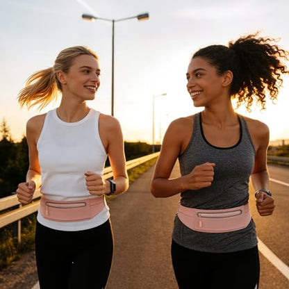 Slim Running Belt for Women Men,Phone Holder Waist Pack,Runners Fanny Pack - color: LIGHT PINK