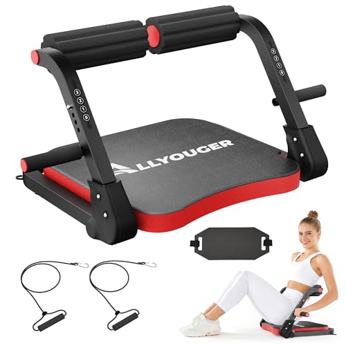Ab Machine,with 3 Resistance Levels and Removable Auxiliary Handle - color: Red