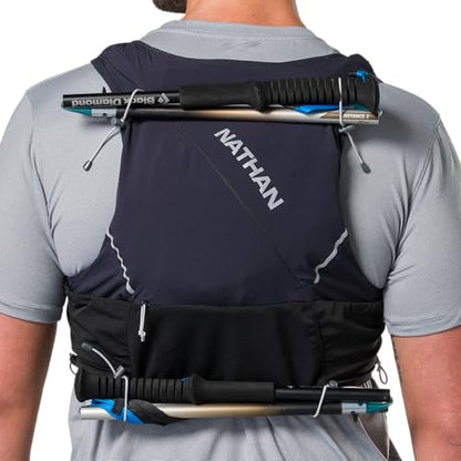 Nathan Hydration Vest 12L for Running & Hiking - Quick-Fit Adjustments, Breathable Mesh, 1.6L Insulated Bladder, Lightweight 8.8 oz, 6 Power Mesh Pockets, Diagonal Zip - Pinnacle Pro - size: X-Small, style: Black