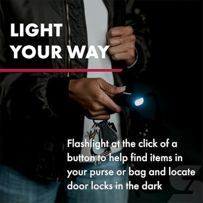 SABRE 2-in-1 Personal Alarm with LED Light, 130dB Personal Safety Siren, Snap Hook for Instant Access, 1,250 Foot (381 Meters) Range, Compact Design for Easy Attachment to Purse, Bag, or Keys - color: White