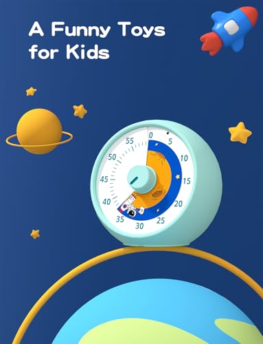 Visual Timer for Kids, 60-Minute Countdown Timer for Classroom Office Kitchen, Desk Timer Kids Time Management Tools with Silent Operation, Pomodoro Time Rainbow Pattern - color: Planet Blue