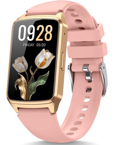 Fitness Smart Watch for Women Men, Step Counter Pedometer for iOS iPhone Android, IP68 Waterproof Activity Tracker with Calorie and Sleep Monitor, 110+ Sport Modes Smartwatch (Gold-Pink) - color: Gold-Pink