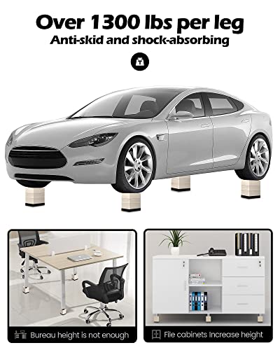 Furniture Risers, Tclouda Bed/Sofa/Desk/Table/Chair Leg/Fridge Lifts to 1.5, 3 and 4 in, Square Adjustable Risers Blocks for Extenders, Heavy Duty Supports Up to 1300 Lbs, 3 in-Apricot-Square - color: 3 Inch-apricot-square