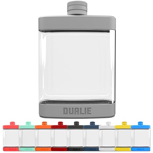 DUALIE 8 oz Hip Flask for Liquor - Shatterproof Alcohol Flasks with Clear Tritan Plastic and Silicone Grip - Flask Gift for Men & Women - Fog Gray - color: Fog Gray