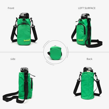 JEMINAL Water Bottle Sling Crossbody Bag with Strap, Small Cross Body Sling with Pockets for 20-40 oz Water Bottle, Keys, Cash, Phone - color: Green