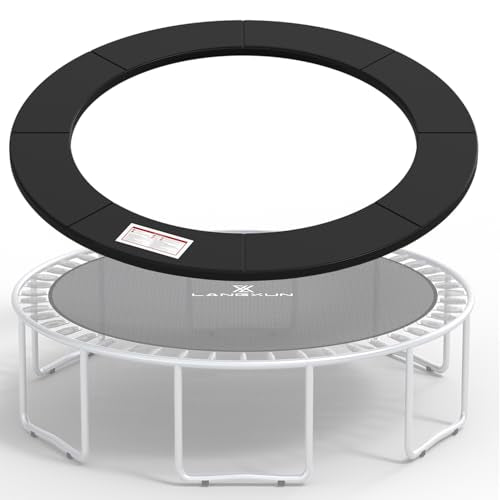 LANGXUN Universal Trampoline Repalcement Safety Pad, 8ft 10ft 12ft 14ft 15ft 16ft Waterproof Surround Spring Foam Cover for Round Frame - color: Black, size: 10ft