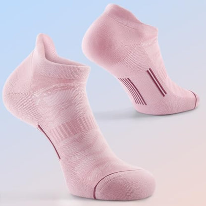 FITRELL Men's 6 Pack Ankle Running Socks Low Cut Cushioned Athletic Sports Socks 7-9/9-12/12-15 - color: Berry Dusk, size: 7-9