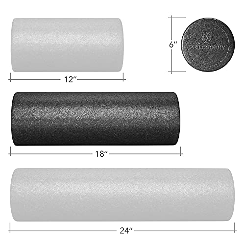 Philosophy Gym 18" High-Density Foam Roller for Exercise, Massage, Muscle Recovery - Round, Black - color: Black, size: 18 Inch