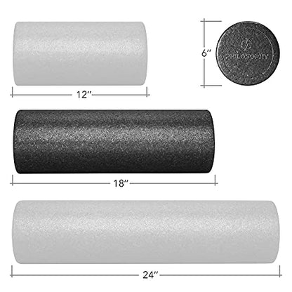 Philosophy Gym 18" High-Density Foam Roller for Exercise, Massage, Muscle Recovery - Round, Black - color: Black, size: 18 Inch