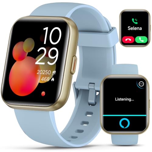 Quican Smart Watches for Men Women, Compatible with iPhone & Android - color: Sky Blue