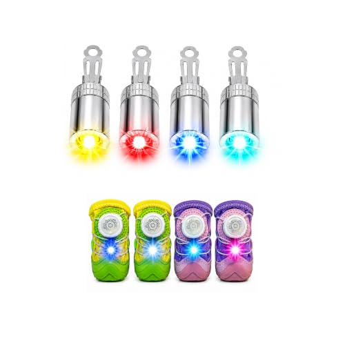Dog Shoes LED Light, Clip-On Safety LED Light for Pet Boots, Night Visibility Shoe Light, Waterproof Glowing Accessory for Dog Shoes, Halloween Light Up Pet Shoe Light (Rainbow Flash, 4) - color: Rainbow Flash