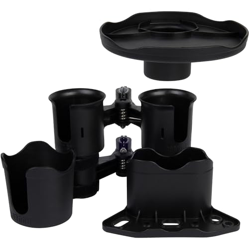 ROBOCUP Plus, (Black), Add-On Accessory XL Extension Cup Holder, Larger Drink Capacity, Perfect for Boats, Golf Carts, Walkers, Wheelchairs and Work. Made in USA (Includes 1) - color: Black