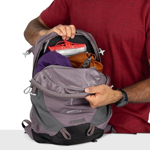 Osprey Sportlite Lightweight Hiking Backpack with Hydraulics Reservoir for Men & Women - Everyday Hydration Travel Bag - color: Graphite Purple, style: 15l