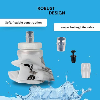 Soft Flask 500ml Multi Pack – Leak-Free Hydration Bottles for Runners, Hikers & Athletes – Bite Valve, Wide-Mouth, Freezable Soft Water Bottles for Running Vests (4, Transparent) - color: Transparent