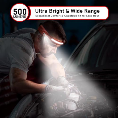 Headlamp Rechargeable LED (2-Pack, Red) 230° Wide Beam, USB-C Lightweight Head Lamp, Long Runtime, Water-Resistant for Camping, Hiking, Running, Fishing, Repair Work - color: Red